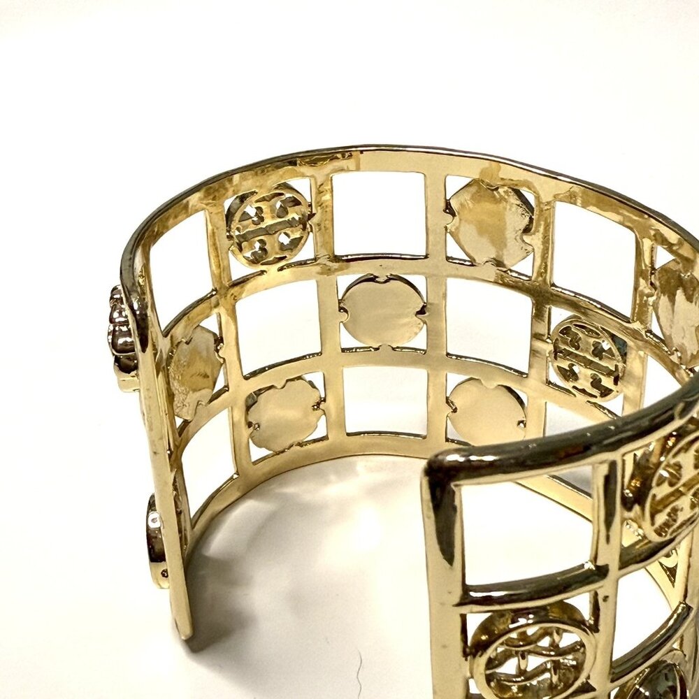 Gold Tone Wide Cuff Bracelet Open Design Egyptian Revival 6-7” Fashion Jewelry - Picture 12 of 12